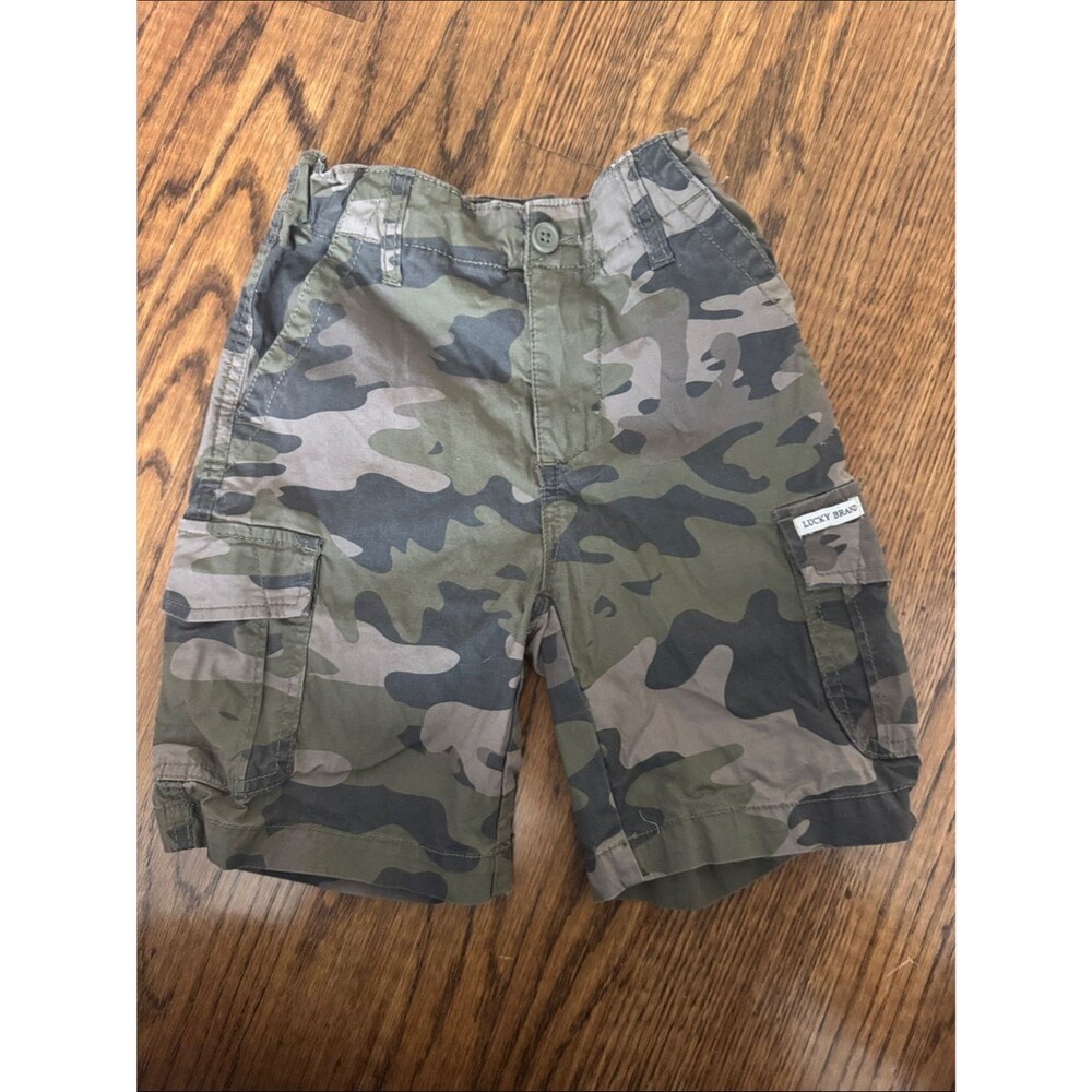 Lucky Brand Boys Green Camo Cargo Shorts size XS (5/6)